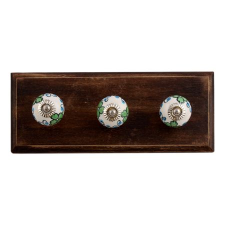 Blue Berry Ceramic Wooden Hooks